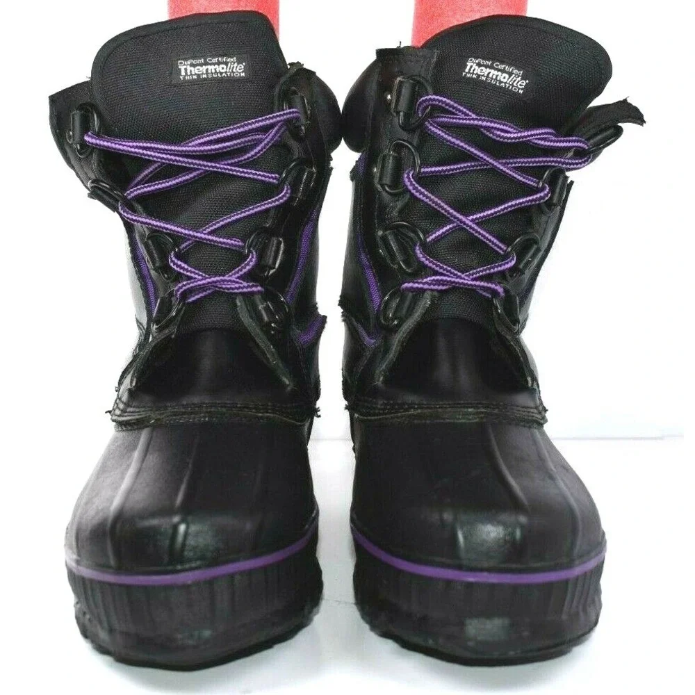 Lake N Trail Women's Black Purple Thinsulate Insulated‎ Winter Duck Boots Sz 11